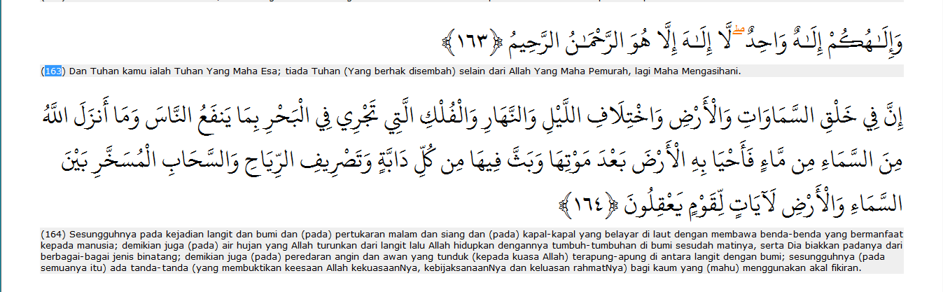 Al-Baqarah Ayat 163-164