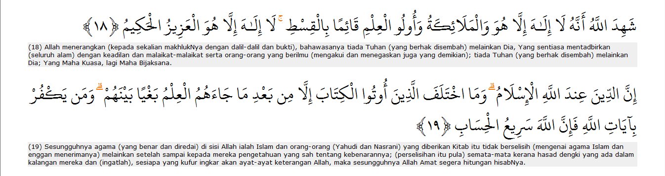 Ali-Imran Ayat 18-19