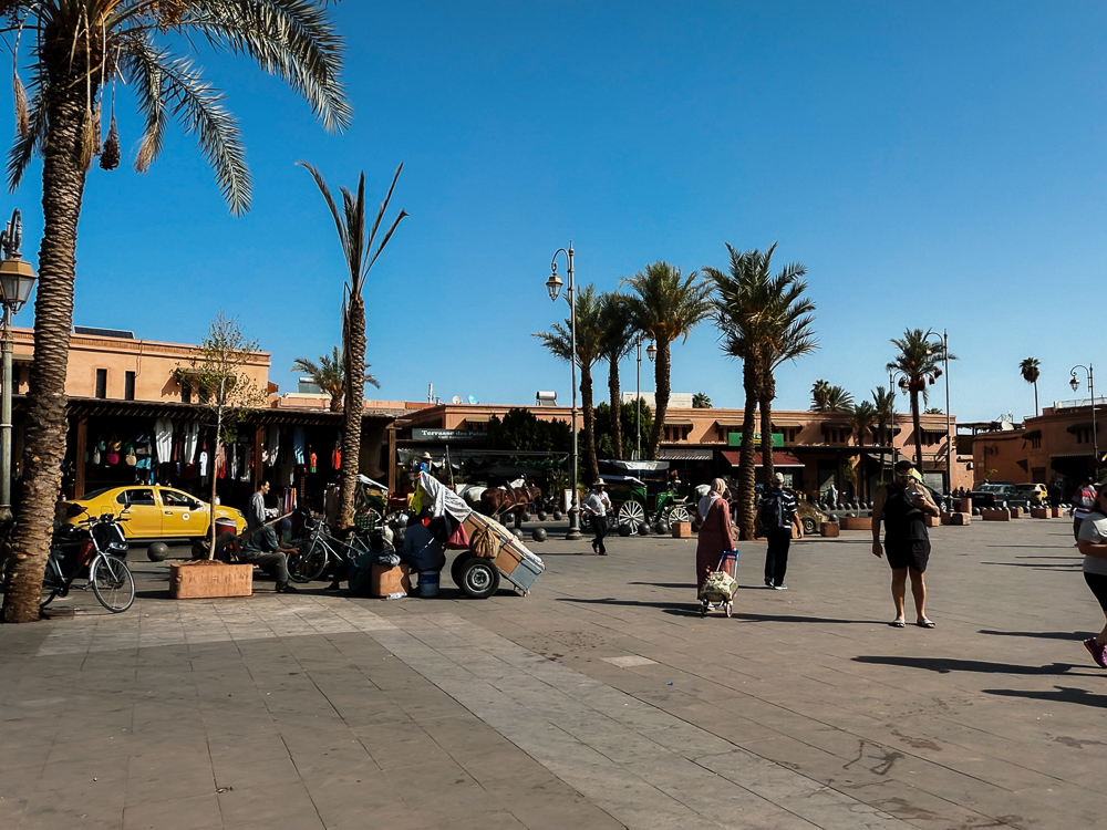 Dataran berpalma berhampiran Koutoubia di pinggir medina Marrakech