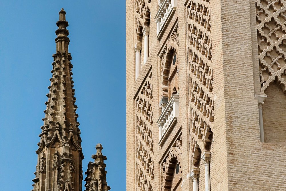 Corak sebka pada dinding Giralda di Sevilla